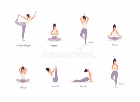 Woman In Various Poses Of Yoga Shapes Of Woman Doing Yoga Fitness