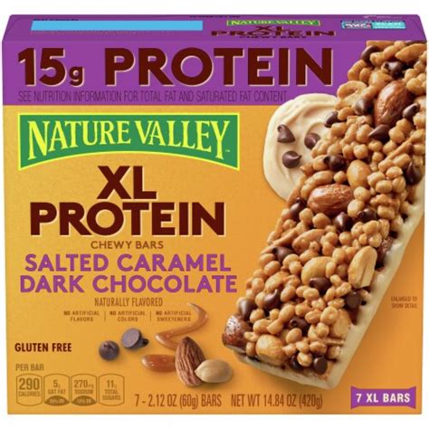 nature valley™ xl protein salted caramel dark chocolate chewy bars 7 ct 2 12 oz kroger