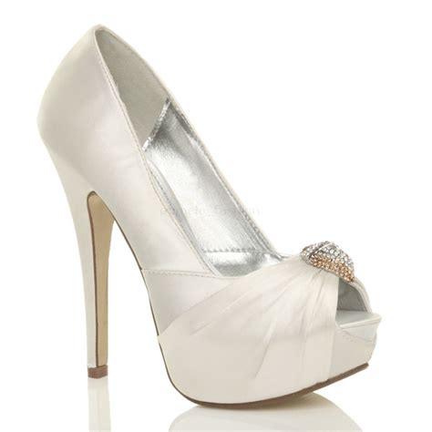 Womens Ladies Bridal Wedding Peep Toe High Heel Platform Sandals Shoes Size Ebay