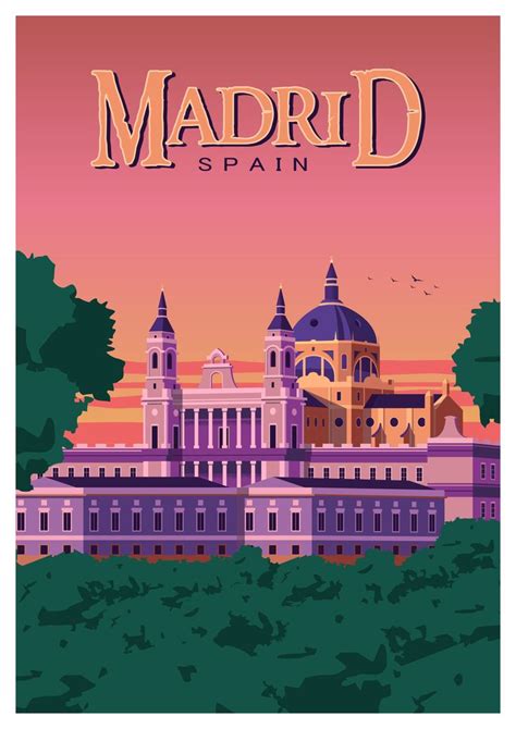 Madrid Vintage Travel Poster Retro Wall Art Print Spain Decor Retro