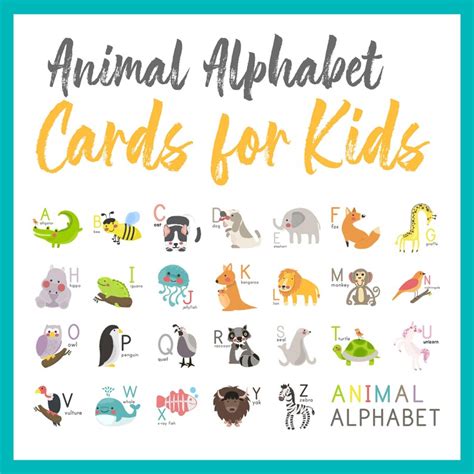 Printable Animal Alphabet Cards For Kids Abc Learning Etsy