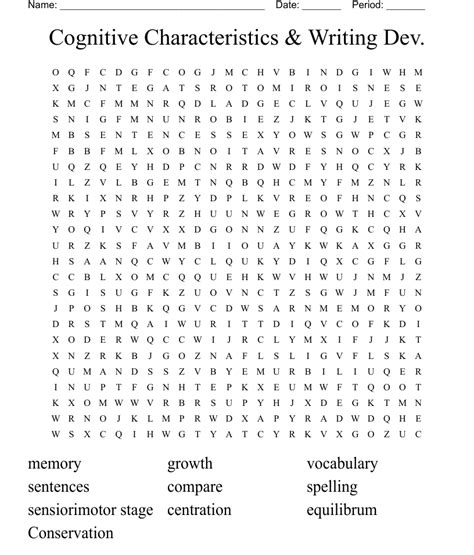 Cognitive Characteristics And Writing Dev Word Search Wordmint