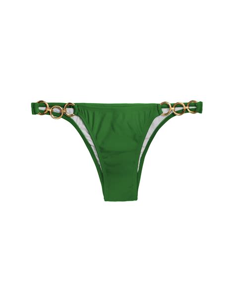 Green Bikini Bottoms With Gold Rings Peterpan Trio Brand Rio De Sol