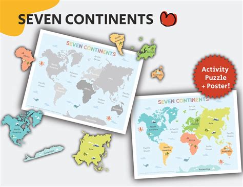 Seven Continents Puzzle Printable World Map World Continents