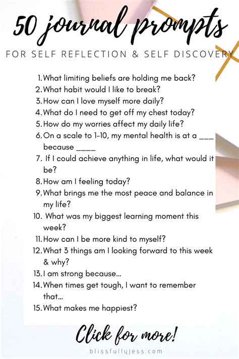 50 Journal Prompts For Self Reflection And Self Discovery Writing