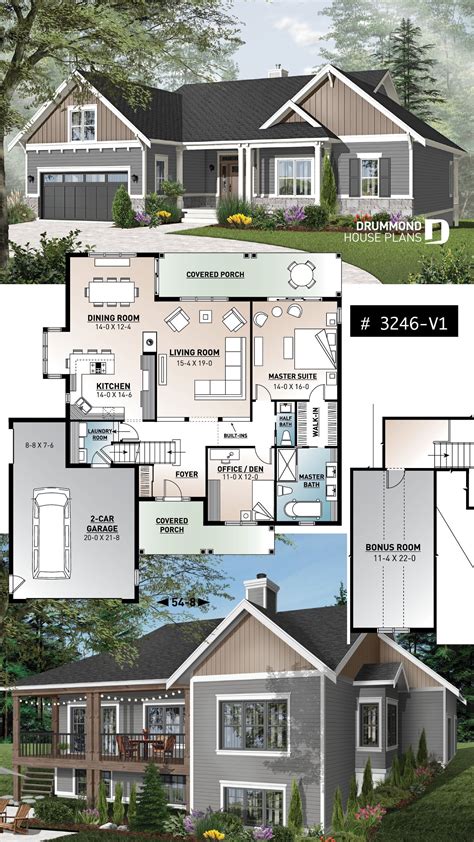 Open Floor House Plans With Walkout Basement Bungalow House Plans