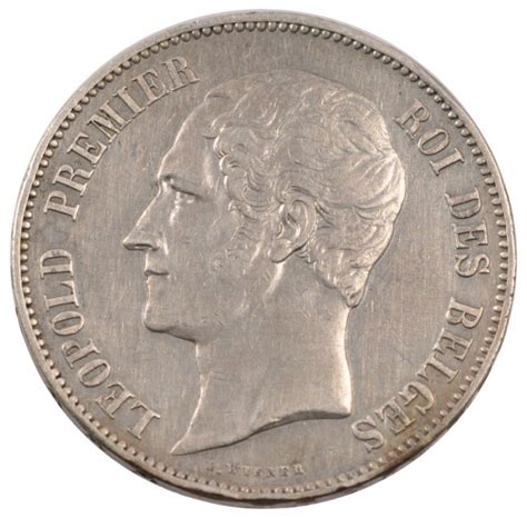 Belgium 5 Francs 5 Frank 1858 Brussels Coin Leopold I Silver Km17