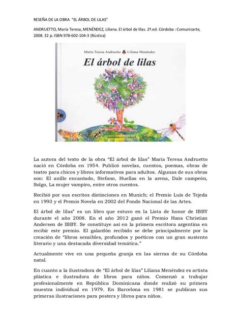 Reseña Del Cuento El Arbol De Lilas 2doborrador