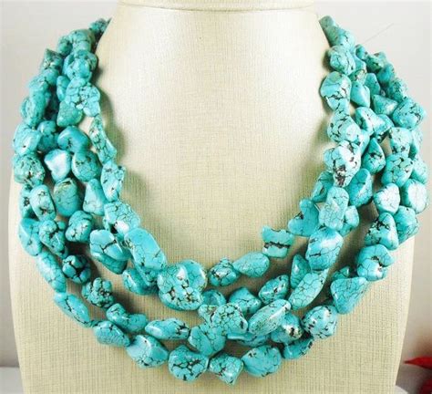Chunky Blue Turquoise Nugget Statement Five Strand By CanterBeads 45