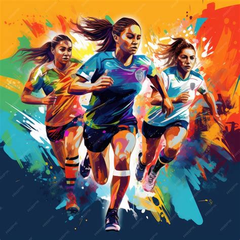 Premium Ai Image Animated Style Digital Artwork Of Women Soccer