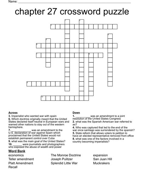 Chapter 27 Crossword Puzzle Wordmint
