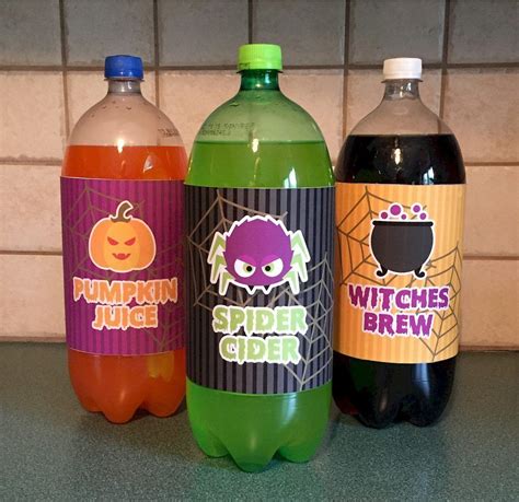 Halloween Soda Bottle Labels Hobgoblin Pumpkin Witch Soda Bottles