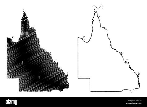 Queensland Australian States And Territories Qld Map Vector
