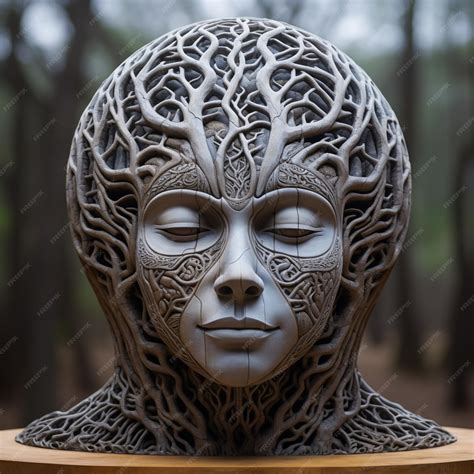 Premium Ai Image There Is A Sculpture Of A Woman With A Tree Head On