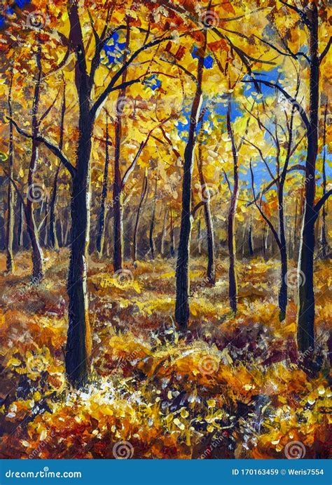 Capture The Beauty Of Nature With Stunning Painting Of Forest Trees