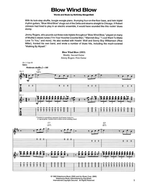 Blow Wind Blow Sheet Music Muddy Waters Guitar Tab
