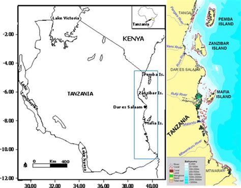 Map Of Tanzania Coastline Showing Important Mangrove Areas And Other