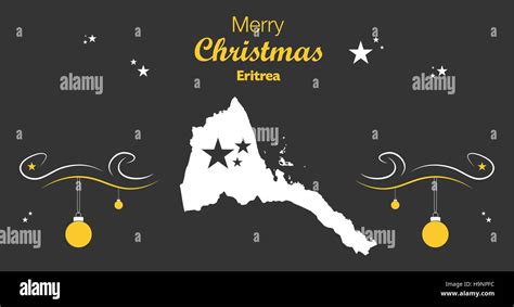 Merry Christmas Illustration Theme With Map Of Eritrea Stock Vector
