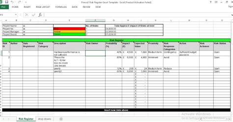 Risk Register Dashboard Template Excel Free Excel Dashboard Templates 998