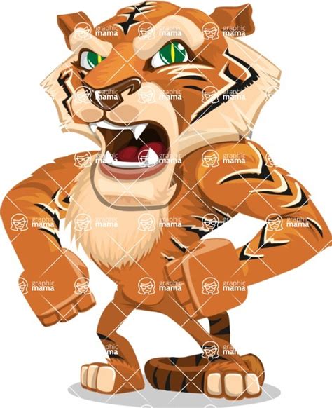 Transhu Cartoon Angry Roaring Tiger