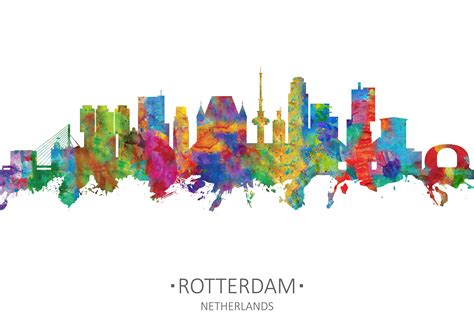 Rotterdam Art Rotterdam Dutch Skyline Rotterdam Poster | Etsy