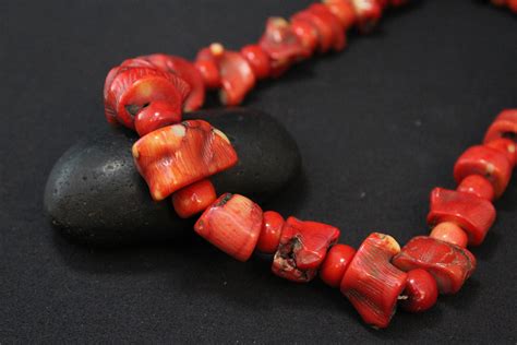 Chunky Sterling Silver Dyed Red Coral Beaded Necklace