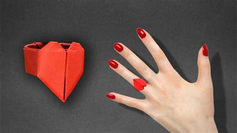 How To Make A Origami Heart Ring Paper Heart Ring√√