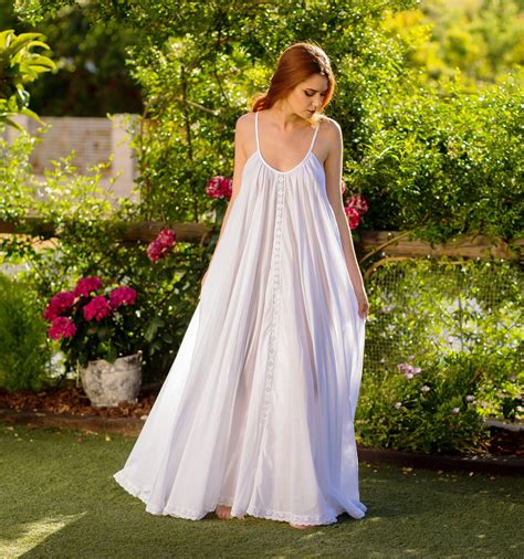 Organic Cotton Nightgown Bridal Sleepwear Full Sweep Etsy Night Gown Bridal Sleepwear Long