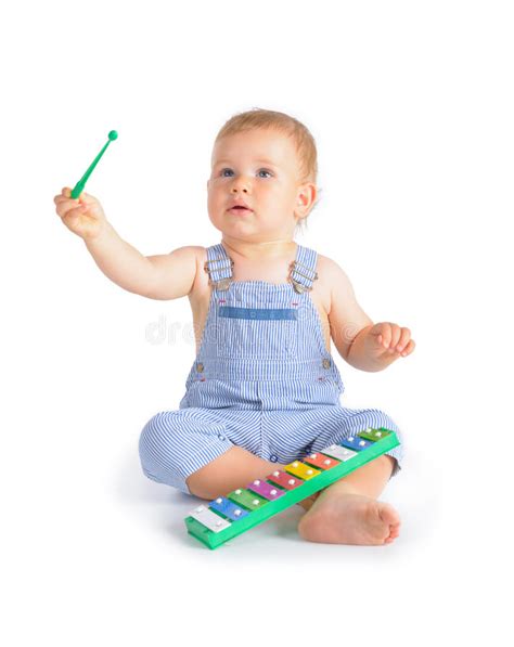 Cheerful Baby Boy And Xylophone Stock Photo Image Of Playing Game
