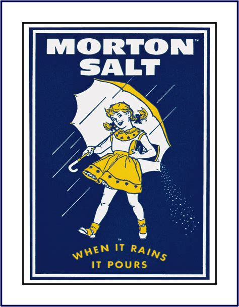 Retro 1930s Mortons Salt Poster Kitchen Wall Art When It Rains It