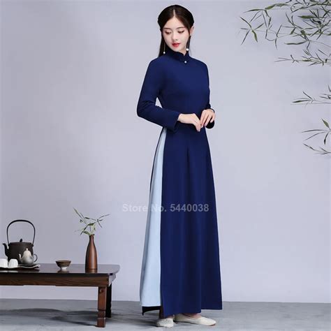 Navy Blue Custom Tailored Wedding Ao Dai Traditional