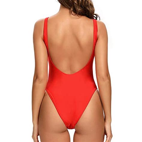 Dixperfect Women S Retro S S Inspired High Cut Low Back One Piece Swimwear Bathing Suits M