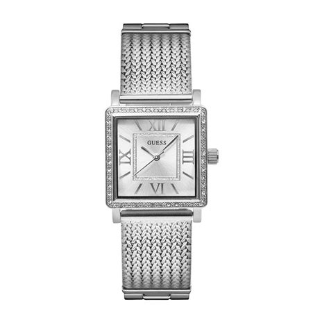 輕微瑕疵出清特賣｜guess原廠平輸手錶 經典方形造型水鑽女錶 白鋼 W0826l1 蝦皮購物