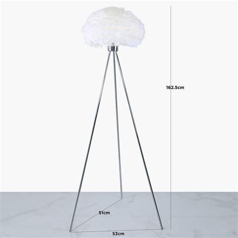 Chrome Tripod Floor Lamp With White Feather Shade Picture Perfect Home