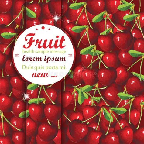 Cerise Rouge Mûre Arbre Carte Cadre Fruits De Dessin De Gravure