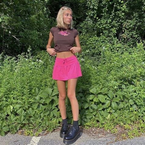 inspo on instagram “brown n pink ･ﾟ ･ﾟ ω ･ﾟ ･ﾟ ” tennis skirt outfit outfits