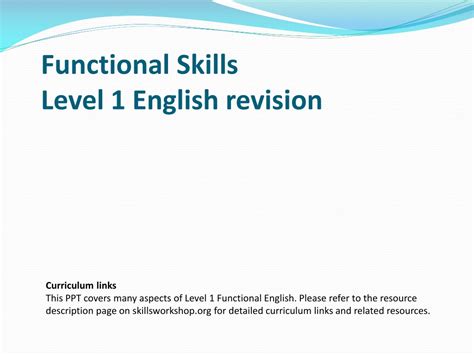 Ppt Functional Skills Level 1 English Revision Powerpoint