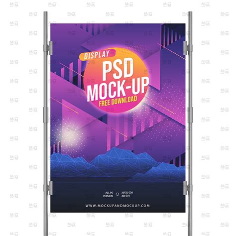 Poster Display Mockup With Silver Frame Free Download