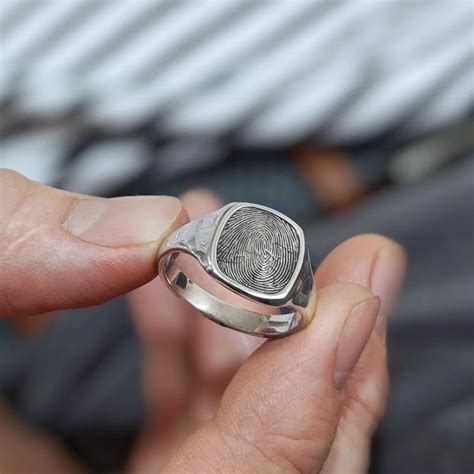 Silver Fingerprint Signet Ring Etsy Uk Silver Fingerprint Signet