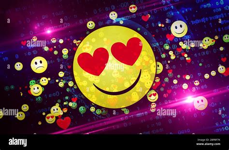 Emoji Icon Abstract Background Smile Love Sad Emoticon Symbols 3d