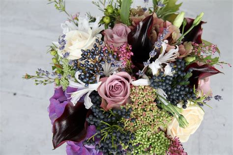 The Flower Magician Winter Hedgerow Purple Wedding Bouquet