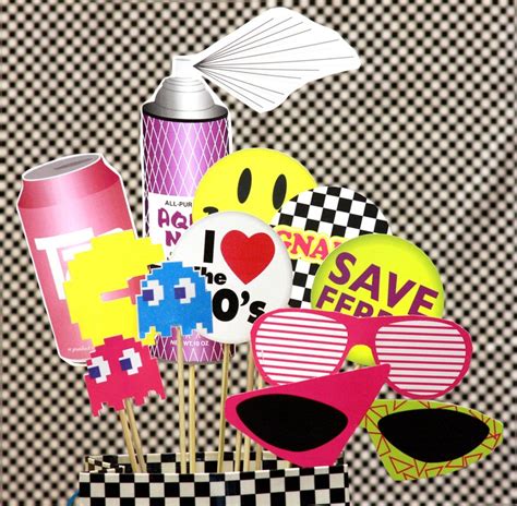 27 retro 80s printable photo booth props gen x party etsy 80s party decorations 80s theme
