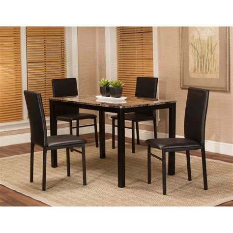 Cramco Inc Link Contemporary 5 Piece Table And Chair Set With Faux