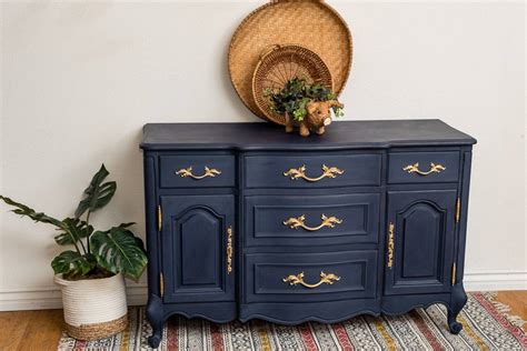 Navy Blue Chalk Paint Before And After Dresser In Distressed Denim