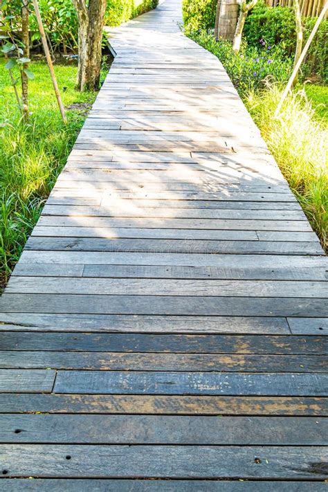 Beautiful Wooden Path Walk In The Garden Stock Image Image Of Wooden