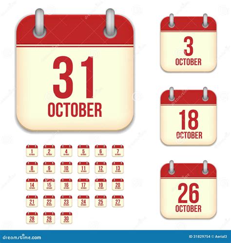 October Vector Calendar Icons Stock Images Image 31829754
