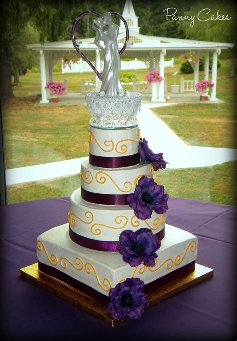 Purple And Gold Wedding Cake