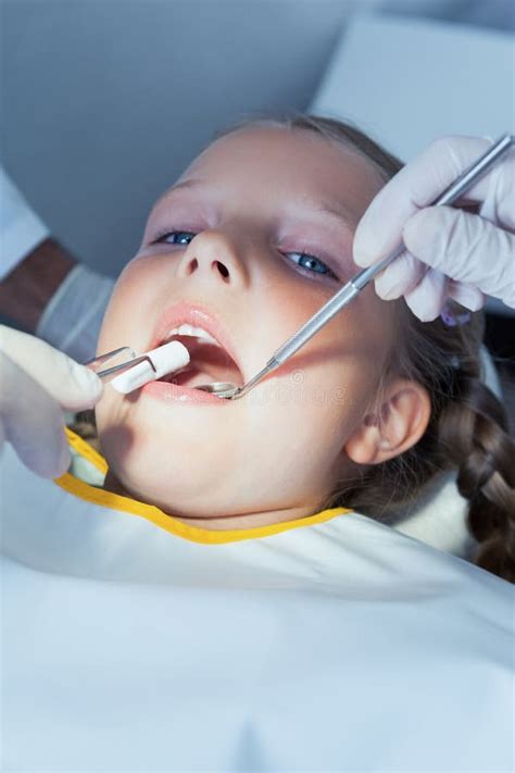 Close Up Of Girl Having Her Teeth Examined Stock Image Image Of