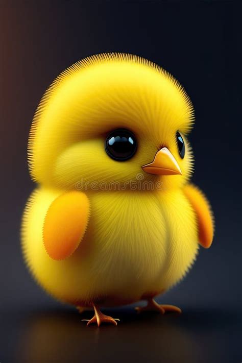 Cute Cartoon Yellow Baby Chick Cute Yellow Chicken With Big Eyes In A