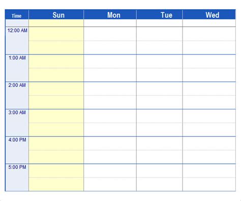 Weekend Schedule Template Excel Printable Schedule Template